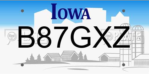 B87GXZ Iowa License Plate