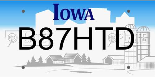 B87HTD Iowa License Plate