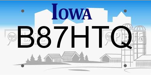 B87HTQ Iowa License Plate