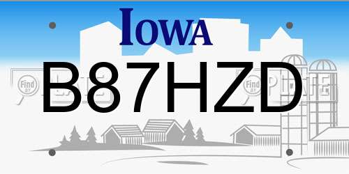 B87HZD Iowa License Plate