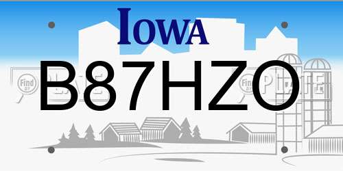 B87HZO Iowa License Plate