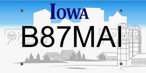 B87MAI Iowa License Plate
