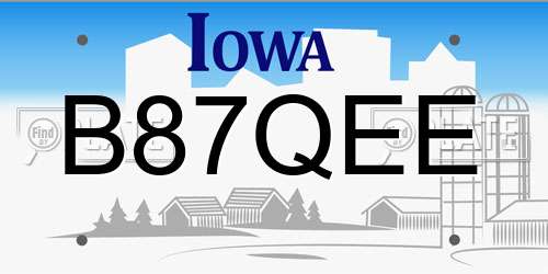 B87QEE Iowa License Plate