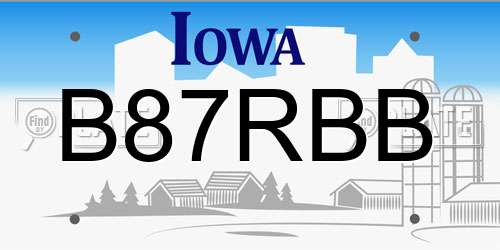 B87RBB Iowa License Plate
