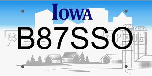 B87SSO Iowa License Plate