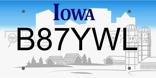 B87YWL Iowa License Plate
