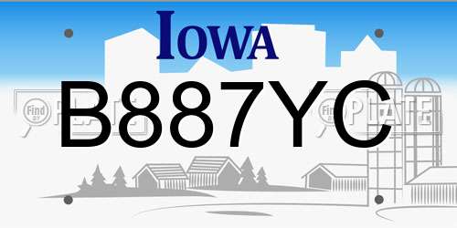 B887YC Iowa License Plate