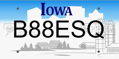 B88ESQ Iowa License Plate