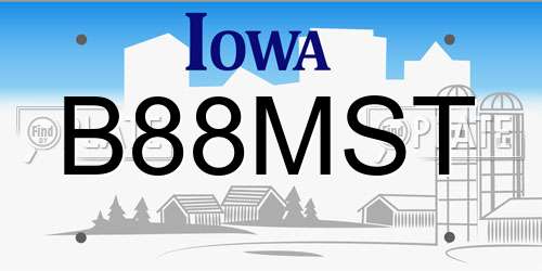 B88MST Iowa License Plate