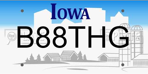 B88THG Iowa License Plate
