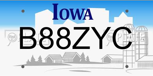 B88ZYC Iowa License Plate
