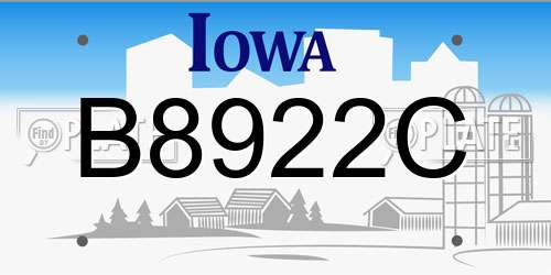 B8922C Iowa License Plate
