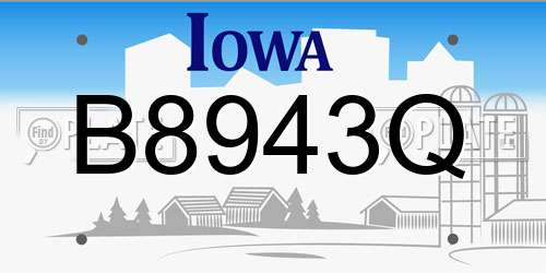 B8943Q Iowa License Plate