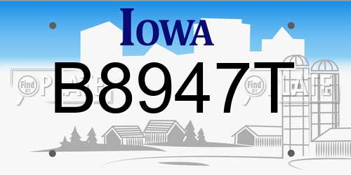 B8947T Iowa License Plate
