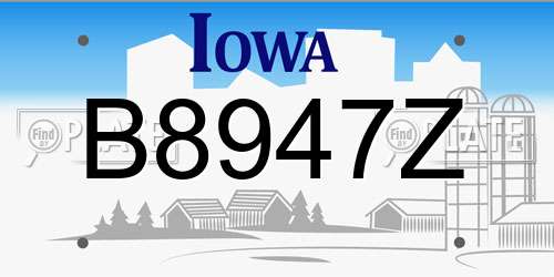 B8947Z Iowa License Plate