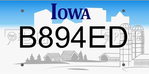 B894ED Iowa License Plate