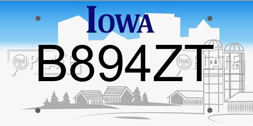 B894ZT Iowa License Plate