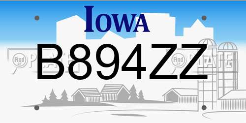 B894ZZ Iowa License Plate