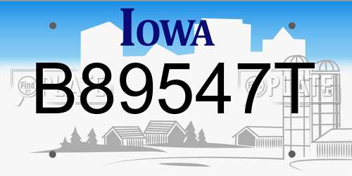 B89547T Iowa License Plate