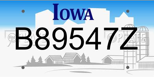 B89547Z Iowa License Plate
