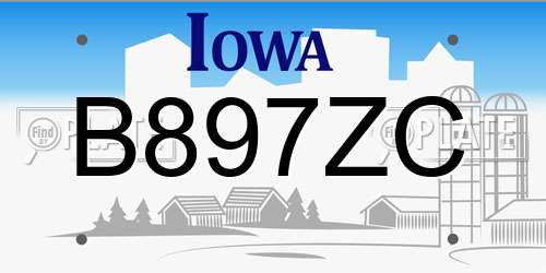 B897ZC Iowa License Plate