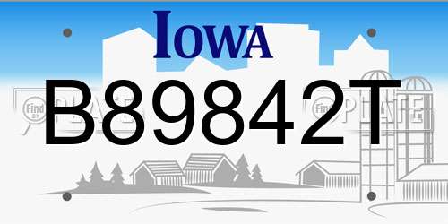 B89842T Iowa License Plate