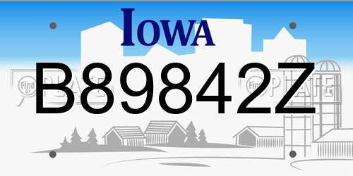 B89842Z Iowa License Plate