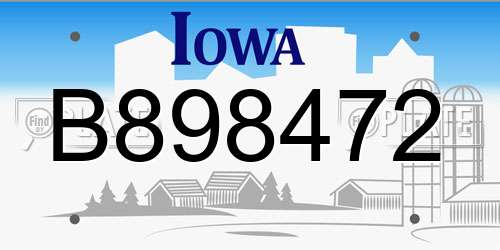 B898472 Iowa License Plate