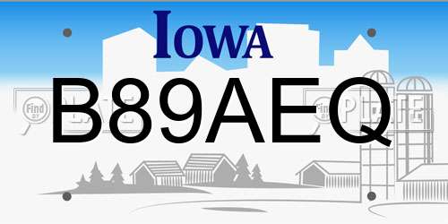 B89AEQ Iowa License Plate