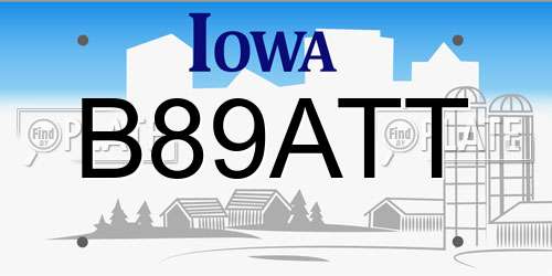 B89ATT Iowa License Plate