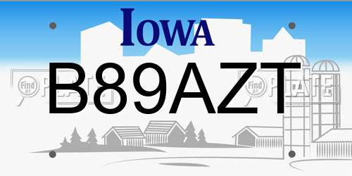 B89AZT Iowa License Plate