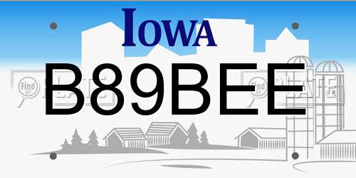 B89BEE Iowa License Plate