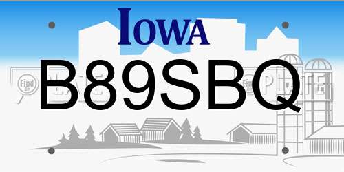 B89SBQ Iowa License Plate