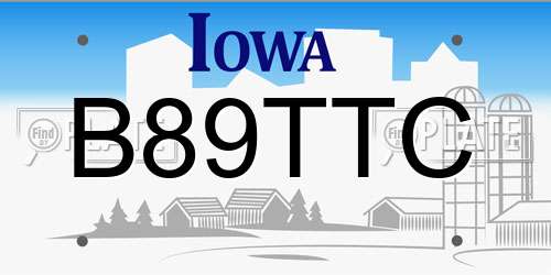 B89TTC Iowa License Plate