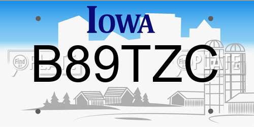 B89TZC Iowa License Plate