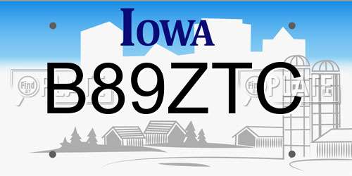 B89ZTC Iowa License Plate