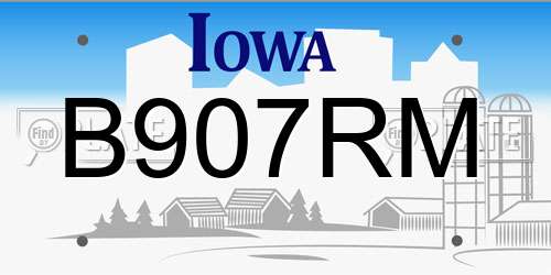 B907RM Iowa License Plate