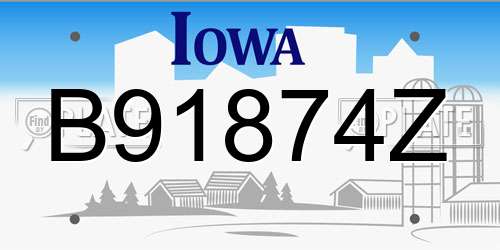 B91874Z Iowa License Plate