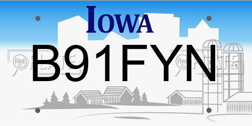 B91FYN Iowa License Plate