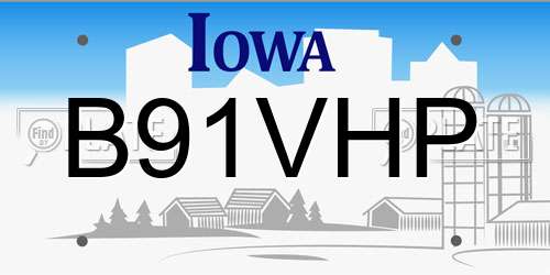 B91VHP Iowa License Plate