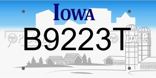 B9223T Iowa License Plate