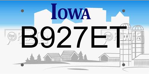B927ET Iowa License Plate