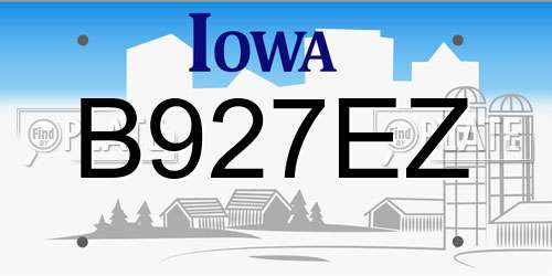 B927EZ Iowa License Plate
