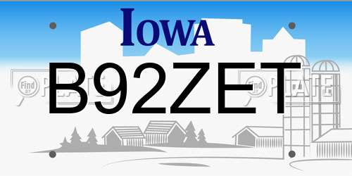 B92ZET Iowa License Plate
