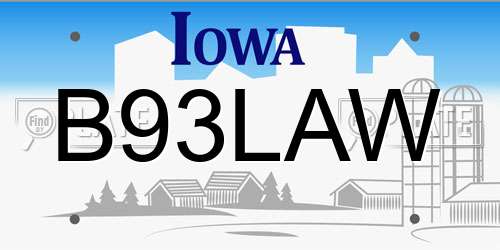B93LAW Iowa License Plate