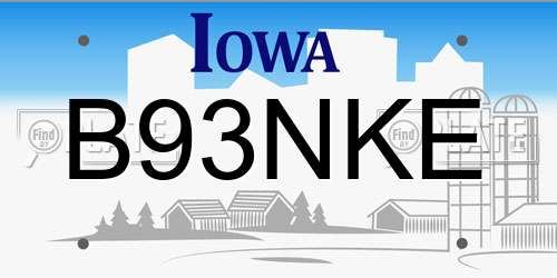 B93NKE Iowa License Plate