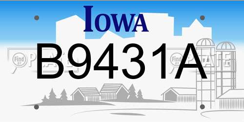 B9431A Iowa License Plate
