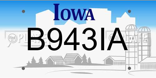 B943IA Iowa License Plate