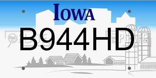 B944HD Iowa License Plate