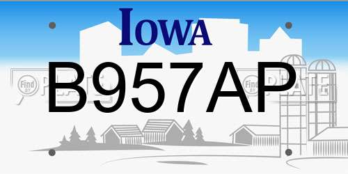 B957AP Iowa License Plate